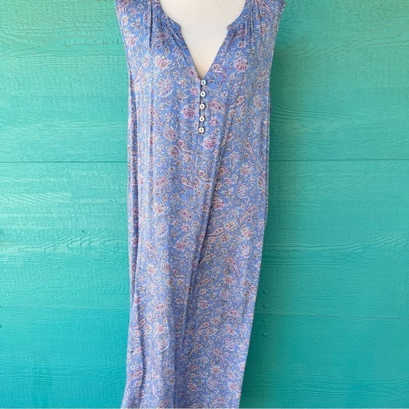 J Jill Sleeveless Flowy V-NECK MAXI Dress Blue Multi Paisley Print Size 2X NWT - Picture 2 of 6